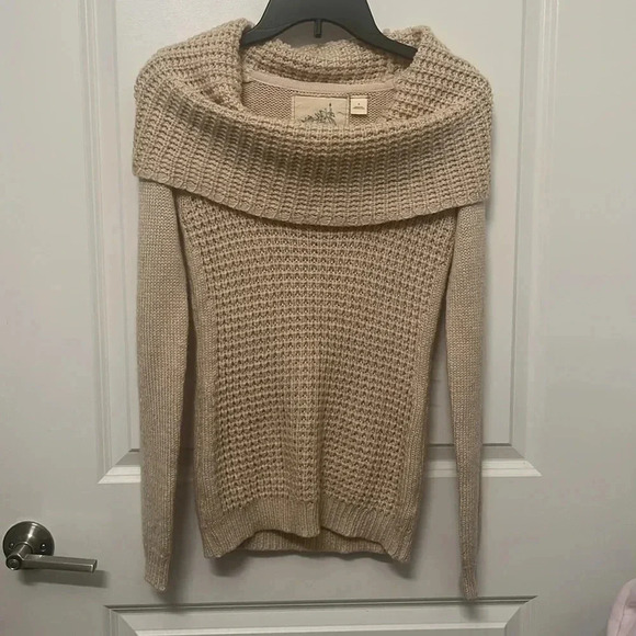 Anthropologie Angel of the North Cream Beige Cowl Neck Sweater Size Small - Picture 6 of 8